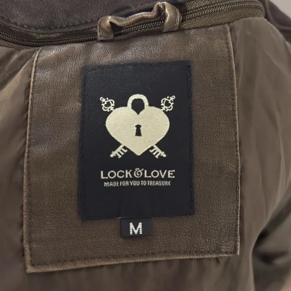 New Lock and Love Faux Leather Jacket Women Motorcycle Coat with Removable Hood - Picture 9 of 10